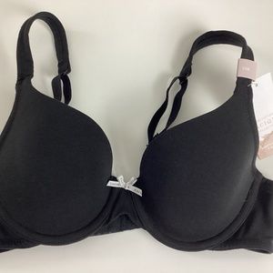 Cacique Cotton Underwire Lightly Lined T-Shirt Bra Size 32B Black Solid NWT New